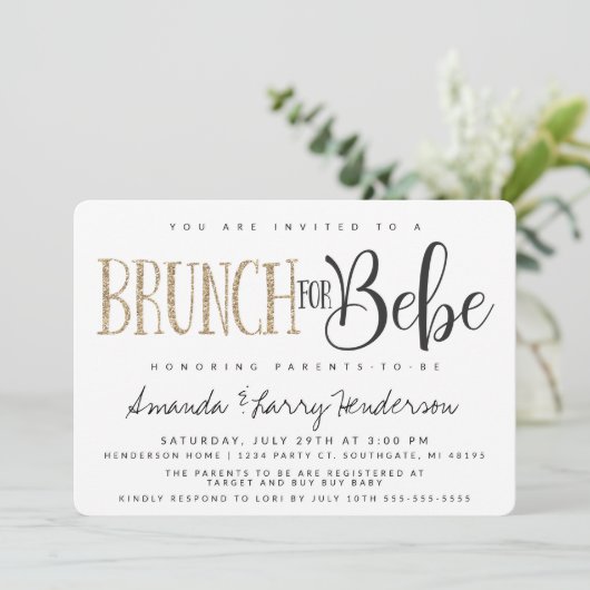 Baby Brunch Baby shower Uitnodiging (Staand voorkant)
