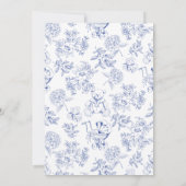 Baby brunch blauw toile de jouy sketch baby shower kaart (Achterkant)
