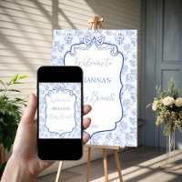 Baby brunch blauw toile lint baby shower welkom