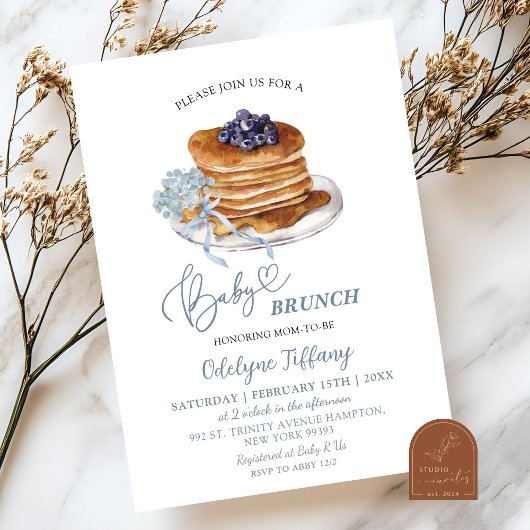 Baby Brunch Blauwe Hortensia Baby Shower Kaart