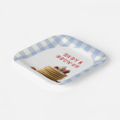 Baby & Brunch Blue Aardbeienpannenkoeken Baby show Papieren Bordje (Gebogen)