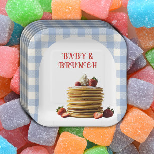 Baby & Brunch Blue Aardbeienpannenkoeken Baby show Papieren Bordje