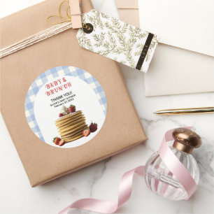 Baby & Brunch Blue Aardbeienpannenkoeken Baby show Ronde Sticker