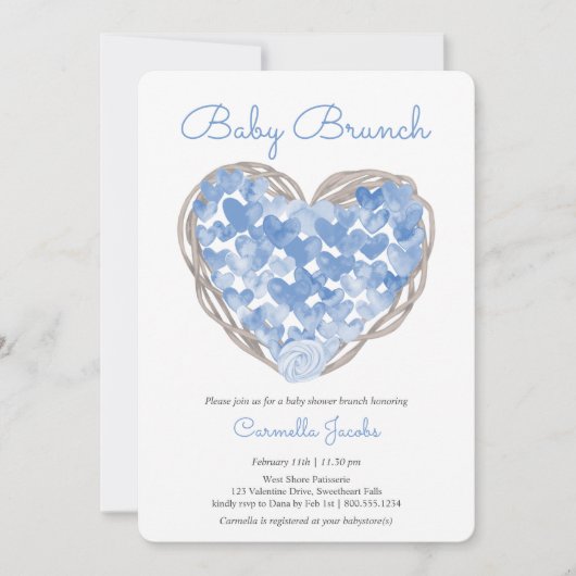 Baby Brunch Blue harten Rustic Boy Baby shower Kaart (Voorkant)