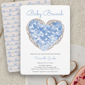 Baby Brunch Blue harten Rustic Boy Baby shower Kaart