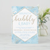 Baby Brunch Blue Marble Baby shower Invitation Kaart (Staand voorkant)