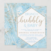 Baby Brunch Blue Marble Baby shower Invitation Kaart (Voorkant / Achterkant)