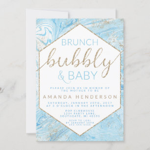 Baby Brunch Blue Marble Baby shower Invitation Kaart