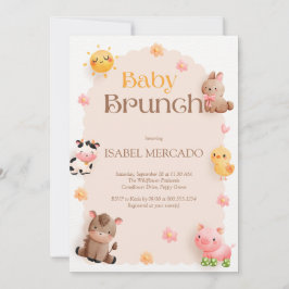 Baby Brunch Boerderijdieren Baby shower Kaart