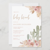 Baby brunch cactus roze bloemenmeisje baby shower kaart (Voorkant)