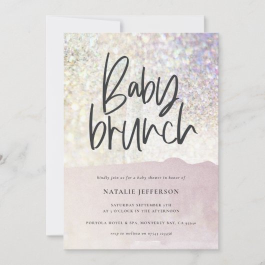 Baby brunch douche Glitter sparkle-klasfeest (Voorkant)