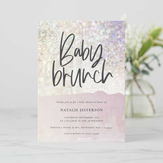 Baby brunch douche Glitter sparkle-klasfeest (Staand voorkant)