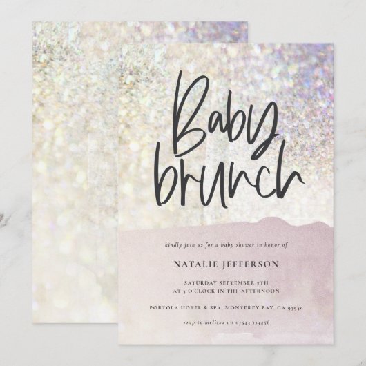 Baby brunch douche Glitter sparkle-klasfeest (Voorkant / Achterkant)