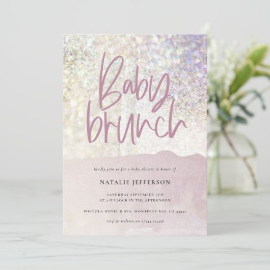Baby brunch douche Glitter sparkle-klasfeest (Staand voorkant)