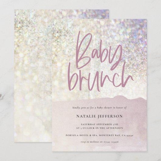 Baby brunch douche Glitter sparkle-klasfeest (Voorkant / Achterkant)