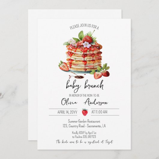 Baby Brunch Douche pannenkoek Kaart (Voorkant / Achterkant)