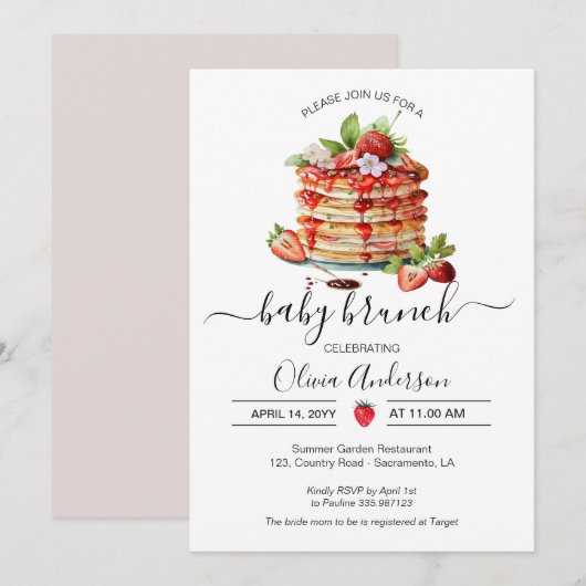Baby Brunch Douche pannenkoek Kaart (Voorkant / Achterkant)