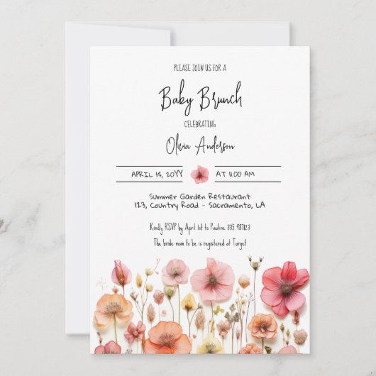 Baby Brunch Douche wilde bloemen Kaart (Voorkant)