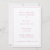 Baby Brunch Elegant Formeel Calligrafie Roze Kaart (Voorkant)