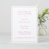 Baby Brunch Elegant Formeel Calligrafie Roze Kaart (Staand voorkant)