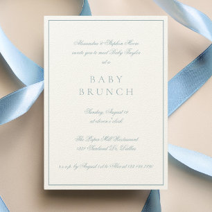 Baby Brunch Elegant Formele Kalligrafie Blauw Kaart