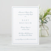Baby Brunch Elegant Formele Kalligrafie Blauw Kaart (Staand voorkant)