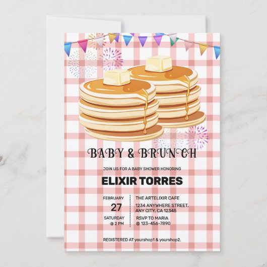 Baby & Brunch feestelijke souffle Baby shower Kaart (Voorkant)