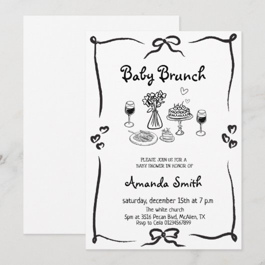 Baby Brunch Genderneutraal Baby shower Kaart (Voorkant / Achterkant)