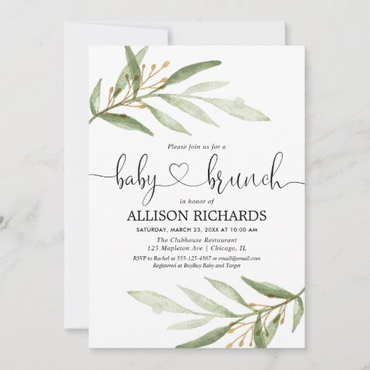 Baby brunch genderneutraal grieks baby shower kaart (Voorkant)