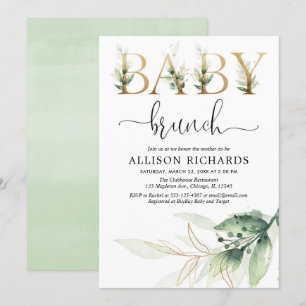 Baby brunch greenery genderneutraal baby shower kaart
