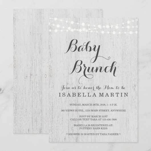 Baby Brunch Invitation Kaart (Voorkant / Achterkant)