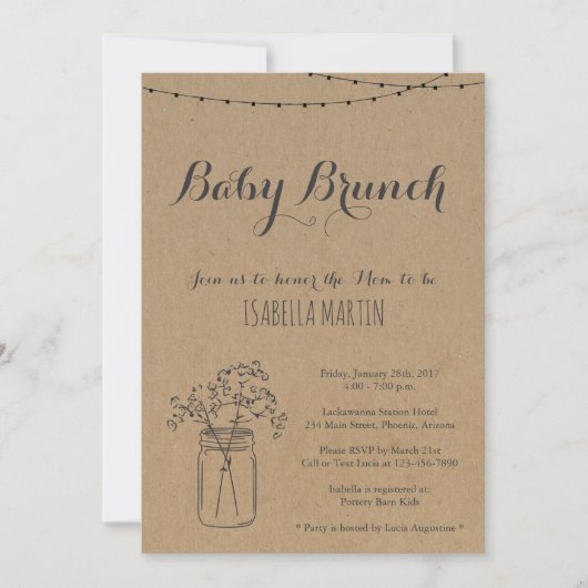 Baby Brunch Invitation on Kraft Background Kaart (Voorkant)