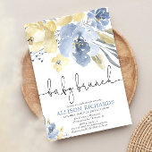 Baby brunch jongen baby shower stoffig blauw geel kaart