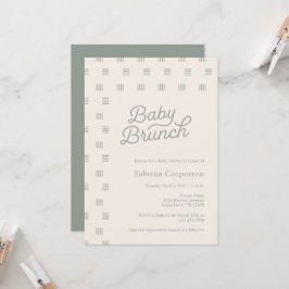 Baby Brunch | Minimale uitnodiging voor Sage Boho
