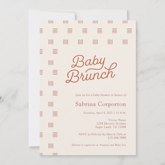 Baby Brunch | Minimalistische Boho Kaart (Voorkant)