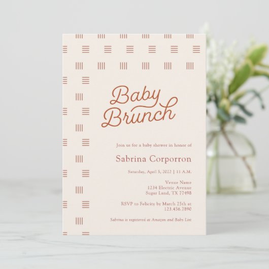 Baby Brunch | Minimalistische Boho Kaart (Staand voorkant)