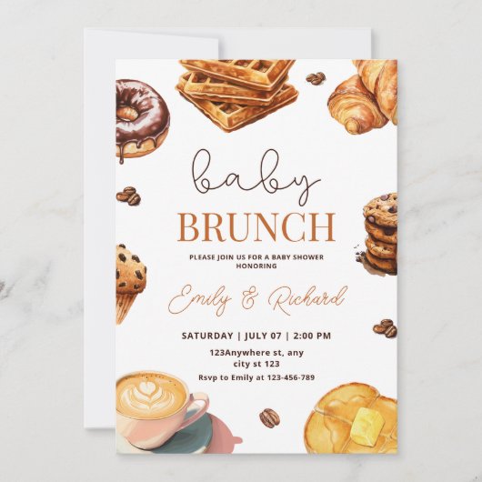 Baby Brunch Neutraal Baby shower Uitnodigen, Ontbi Kaart (Voorkant)