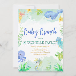 Baby Brunch Onder het Zee Blauw Groen Baby shower Kaart