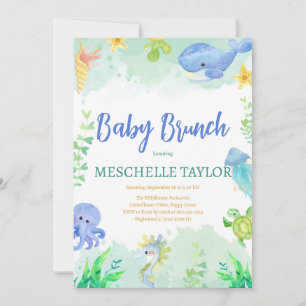 Baby Brunch Onder het Zee Blauw Groen Baby shower Kaart