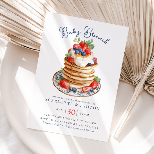 Baby Brunch Pancake Stack Vintage Baby Shower Kaart