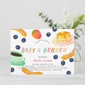 Baby & Brunch Pannenkoek Koffiebes Baby shower Kaart (Staand voorkant)