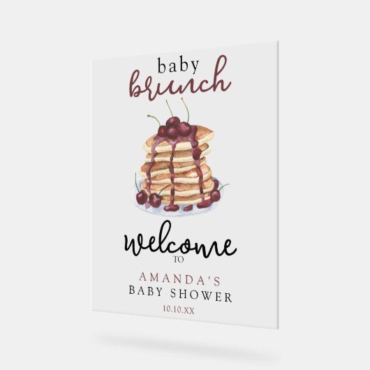 Baby Brunch Pannenkoeken Sweet Cherry Baby shower Acryl Bord (Hoek)