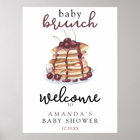 Baby Brunch Pannenkoeken Sweet Cherry Baby shower Poster (Voorkant)