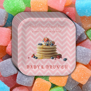 Baby & Brunch Roze Aardbeienpannenkoeken Baby show Papieren Bordje