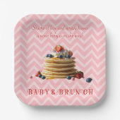 Baby & Brunch Roze Aardbeienpannenkoeken Baby show Papieren Bordje (Voorkant)