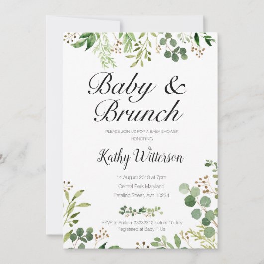baby brunch - uitnodiging voor een meisje of jonge (Voorkant)