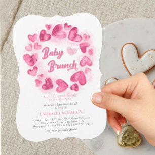 Baby Brunch Valentijnsdag Hart Meisje Baby Shower Kaart