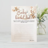 BABY BUCKET LIST Baby shower Spel Schattige Beer Kaart (Staand voorkant)