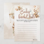BABY BUCKET LIST Baby shower Spel Schattige Beer Kaart (Voorkant / Achterkant)
