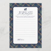 Baby Bucket List First Year Navy Plaid Baby Shower Advieskaart (Voorkant)